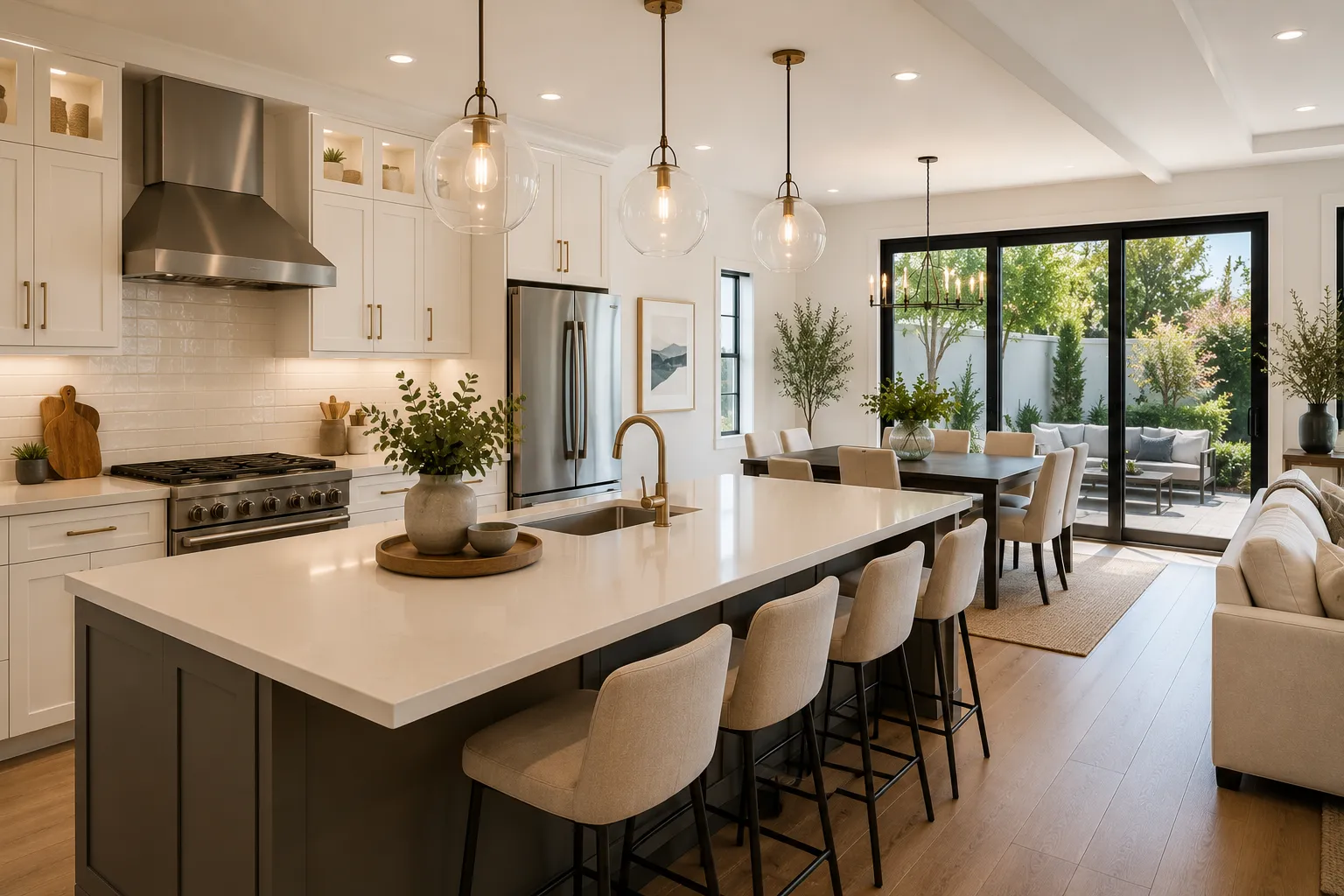 Remodeled kitchen with modern finishes designed to increase home resale value.
